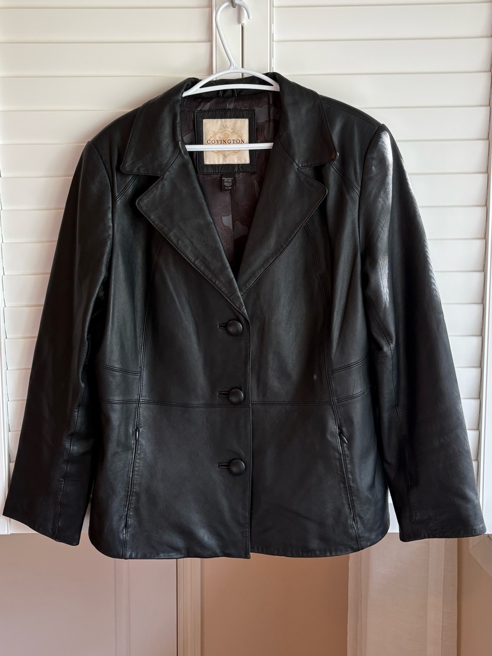 100% leather jacket blazer black size XL